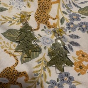 Nature-Inspired Green Tree Earrings